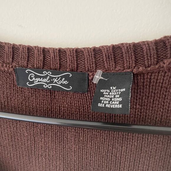 Crystal Kobe Y2K Brown Cable Knit Sweater Top Forest Fairy Cottagecore Boho - Picture 4 of 8